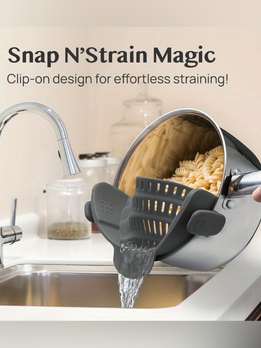 Kitchen Gizmo Strainer for Pots, Pans, and Bowls